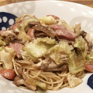 舞茸とキャベツのアンチョビパスタ